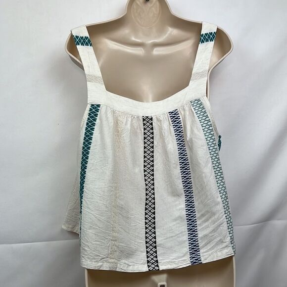 Splendid Elian Square Neck Tank Top size XL cream/teal - Picture 8 of 14
